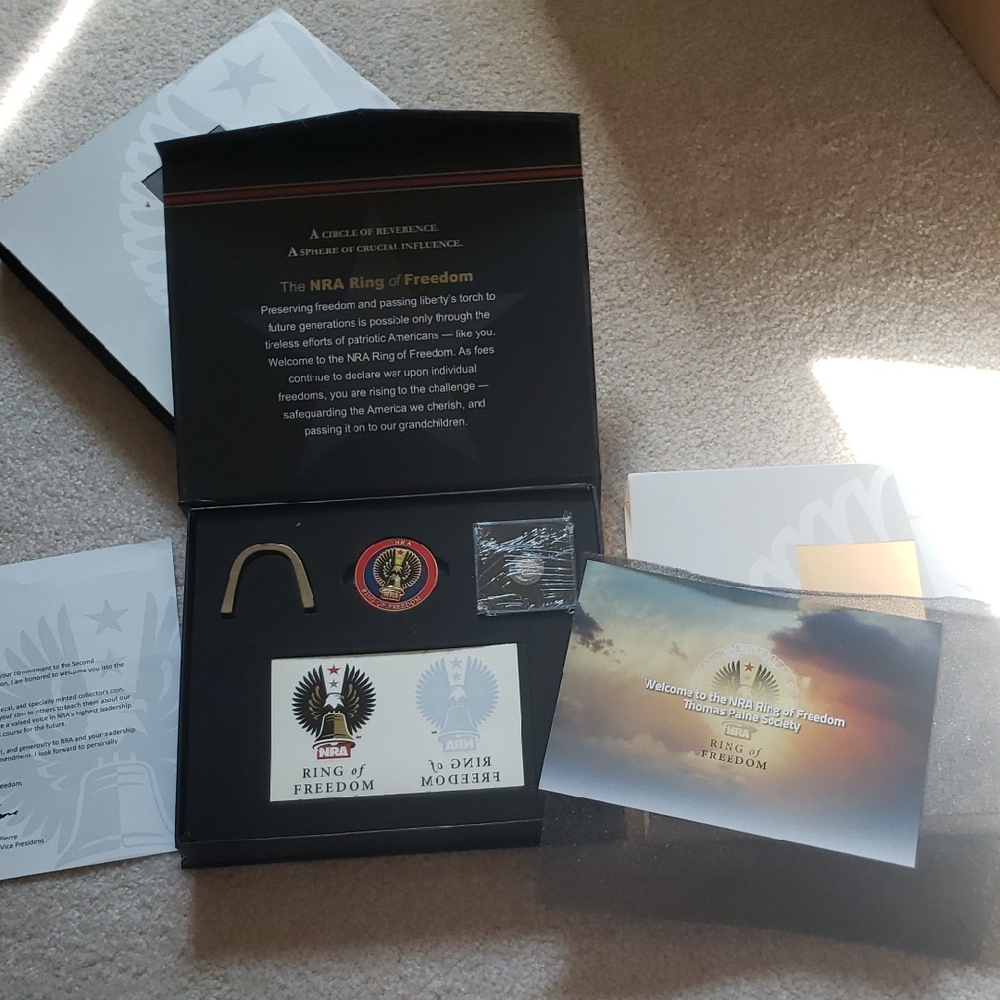 New NRA Ring of Freedom Limited Edition Presentation Box with Coin and Lapel Pin